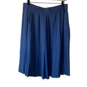 NWT Vintage Carole Little Silk Midi Skirt size 12 Indigo Blue Pull-On 90's